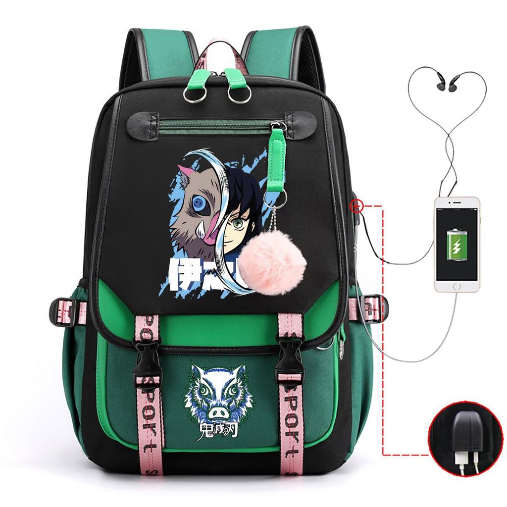 Ghost Extermination Surrounding Day Trend Backpack Large Capacity Student Schoolbag Multi-functional Leisure Outdoor Bag