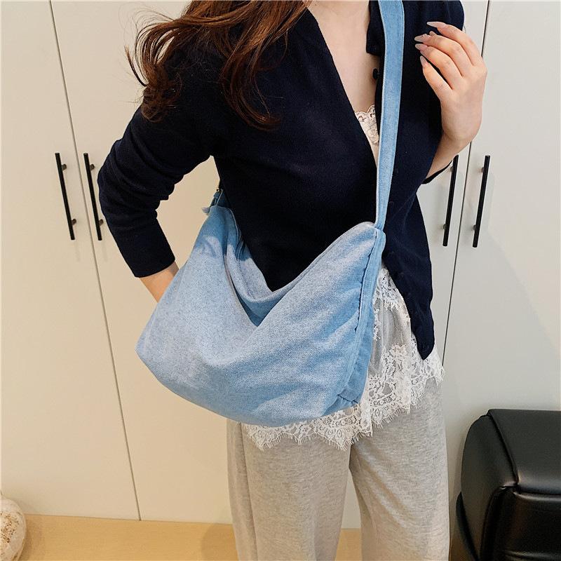 Spring Casual Tote Bag Large-capacity Single-shoulder Bag Women's Simple Canvas Crossbody Bag