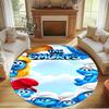 Blue Smurfs Print Round Rug, Washable Floor Carpet, For Entryway Dorm Laundry Room Office Study, Home Decor Birthday Christmas Gift