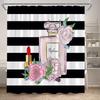 Set Tenda da Doccia Profumo Moda Fiore Rosa Rosa Donna Moderna Ragazza Decorazioni Bagno Casa Tappetino Antiscivolo Tappetino da Bagno Copri Sedile WC