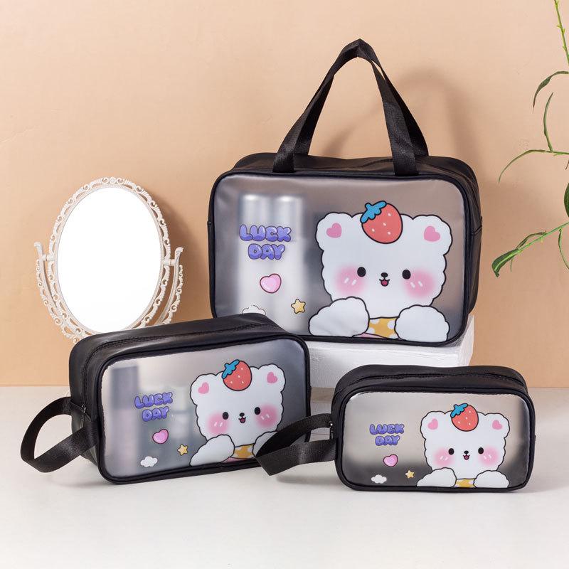 Women's Waterproof Cartoon Toiletry Bag - Portable PVC Travel Cosmetic Organizer