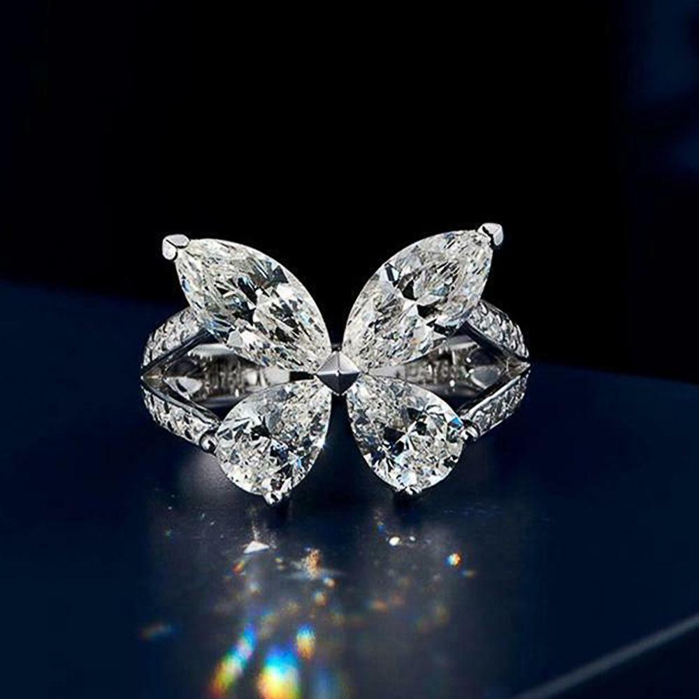 

Huitan Romantic Butterfly Shaped Cubic Zirconia Rings for Women Good Quality Temperament Lady s Accessory Wedding Party Zircon 10