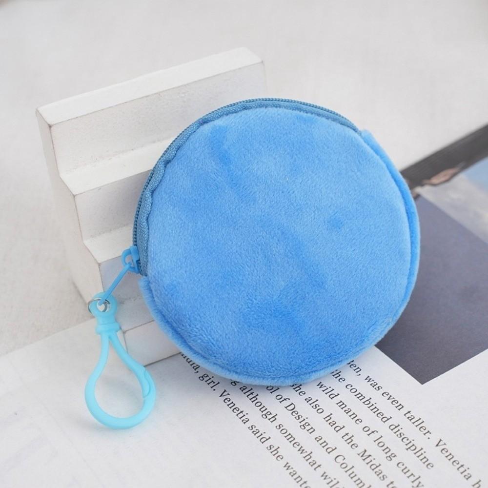 Fashion Solid Color Coin Purse Cute ID Card Bag Round Shape Minimalist Style Keychain Wallet Women's Use