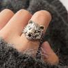 925 Sterling Silber Ringe für Damen Geometrischer Feinschmuck Fingerverstellbar Einfacher Retro Blumenring für Party Geburtstagsgeschenk