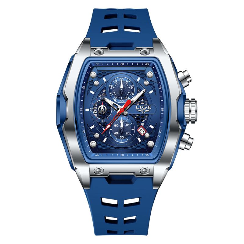 New Military Watches For Men Luxury Silicone Sport Square Chronograph Watch Fashion Business Waterproof Quartz Wristwatch