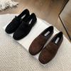 2025 autumn new fashion round head suede thick heel soft leather foot cover versatile soft leather women's small leather shoes