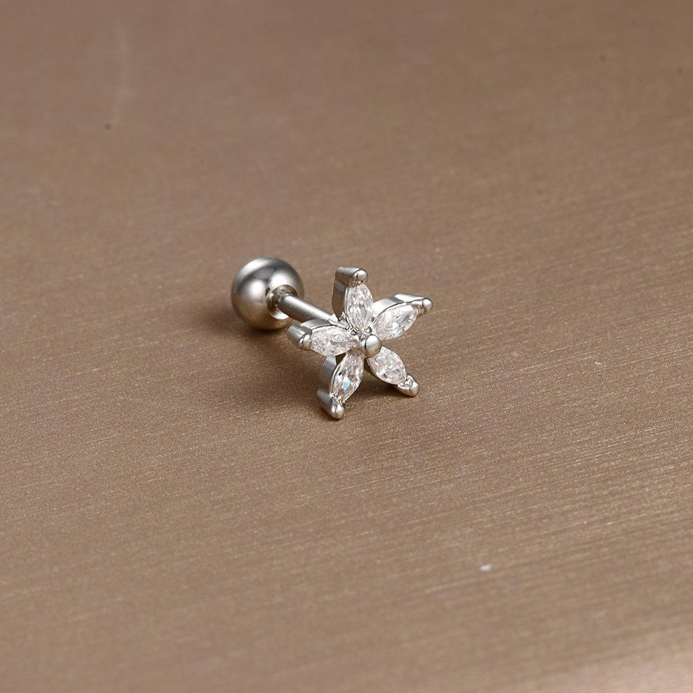 

Simple Fashion Stainless Steel Moon Stars Hearts Flower Zircon Round Ball Screw Stud Earrings for Women Hip-hop Jewelry Gifts
