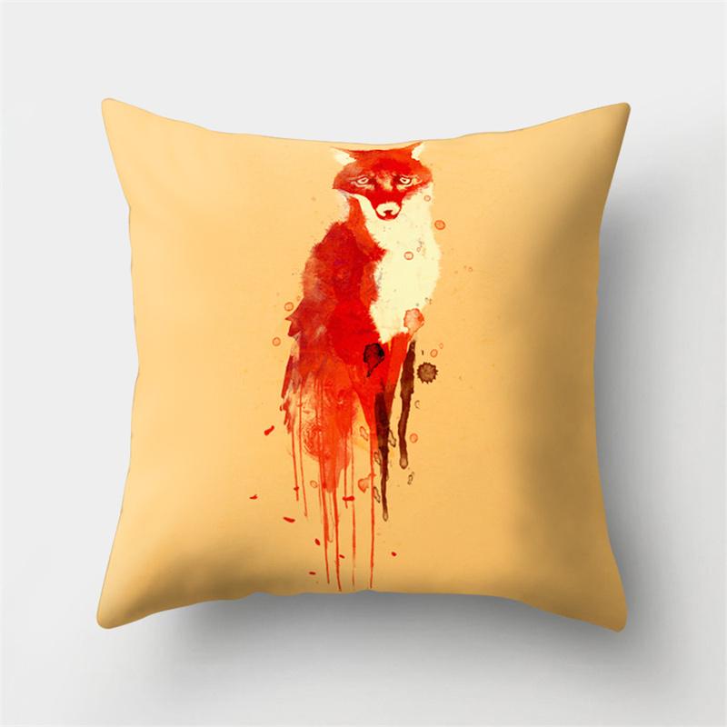 Cute Cartoon Animal Black Cat Deer Plant Print Pattern Cushion Cover Home Living Room Sofa Decoration Pillow Pillow Cover