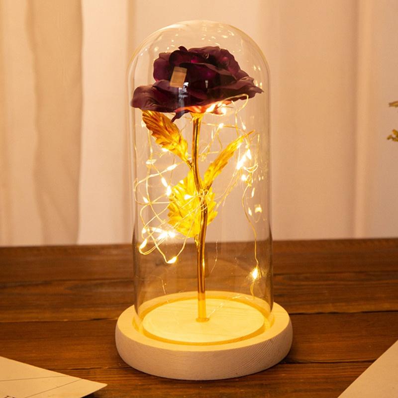 Romantive Eternal Rose LED Light Rose In Glass Dome For Valentine's Day Mother's Or Christmas Day Gift