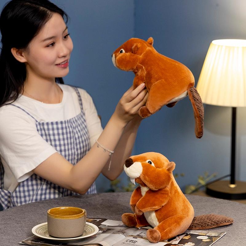 20cm Kawaii Simulation Wild Animal Beaver Plush Doll Lifelike Cute Marmot Beaver Plush Toy Home Decor Gift for Boys and Girls