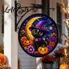Waterproof Yard Sign Solar Halloween LED Hanging Light Outdoor Lighted Festive Path Lights Decor for Porch Garden Halloweens Party Wall Ornament