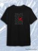 TeeSensation Black Crew Neck Short Sleeve T-Shirt with Crowd Gray Figures One Red Standing Out Print