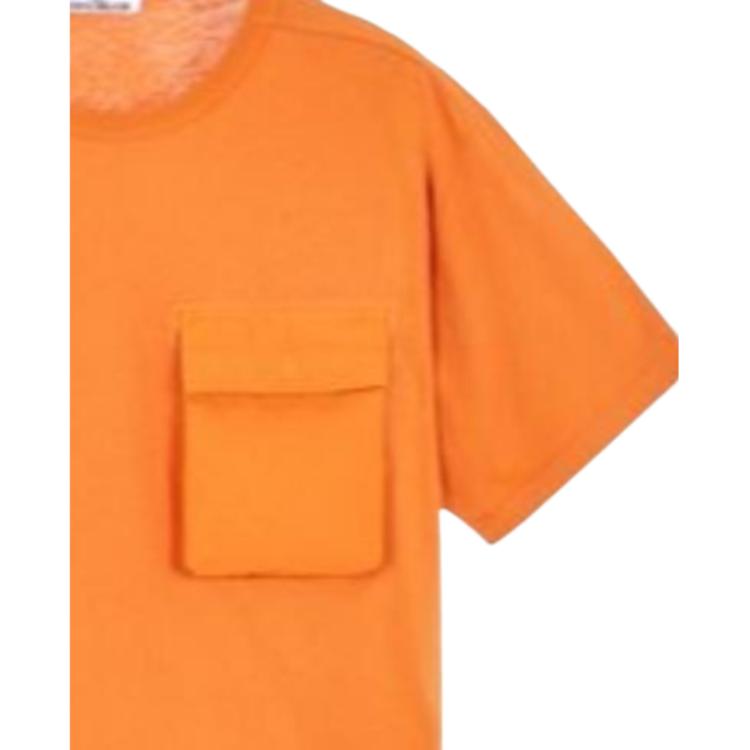 Stone Island Knitted Ribbed Crew Neck Short Sleeve T-Shirt Men Tops Orange 781520358-V0073