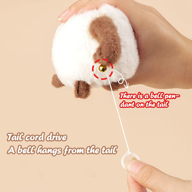Cartoon Rotate Tail Plush Toy Cute Cat Rabbit Plush Toy Shakes Tail Pull Cord Can Move And Sound Plush Doll Pull Cord Keychain
