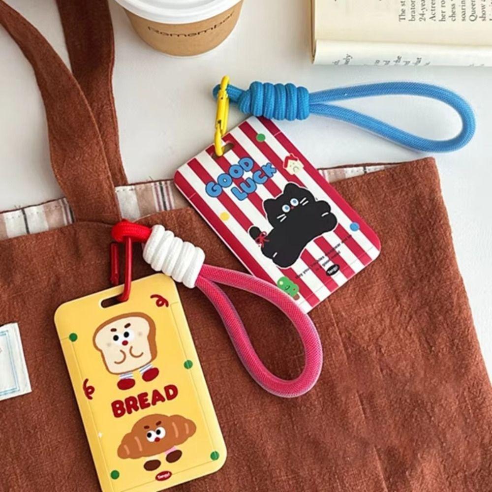 Cute Plastic Card Holder Kawaii Cartoon ID Holders with Lanyard Card Cover Case for Students