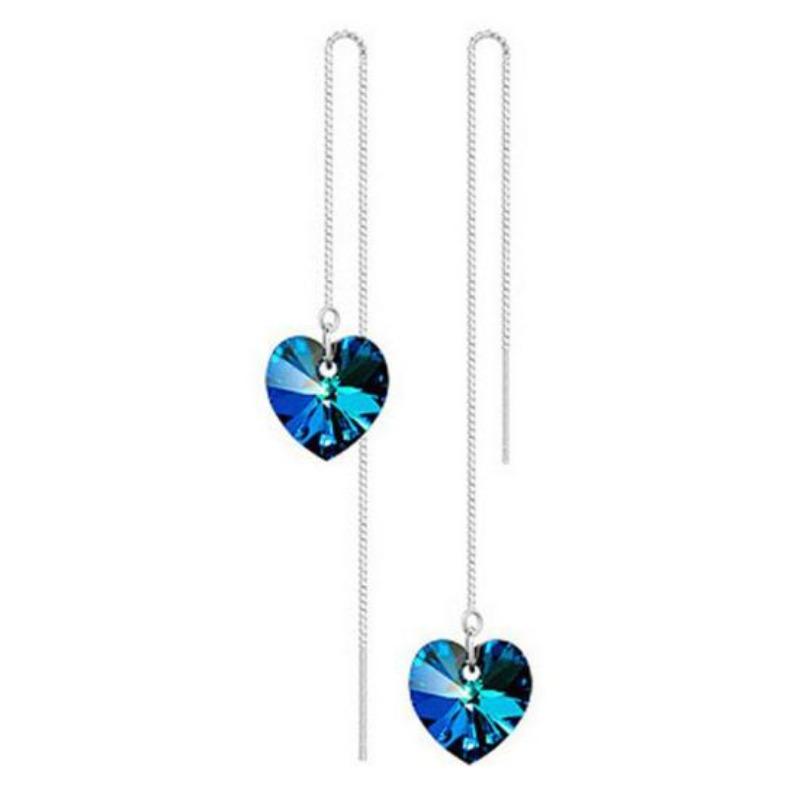Women Cubic Zirconia Dangle Long Chain Line Earrings Jewelry