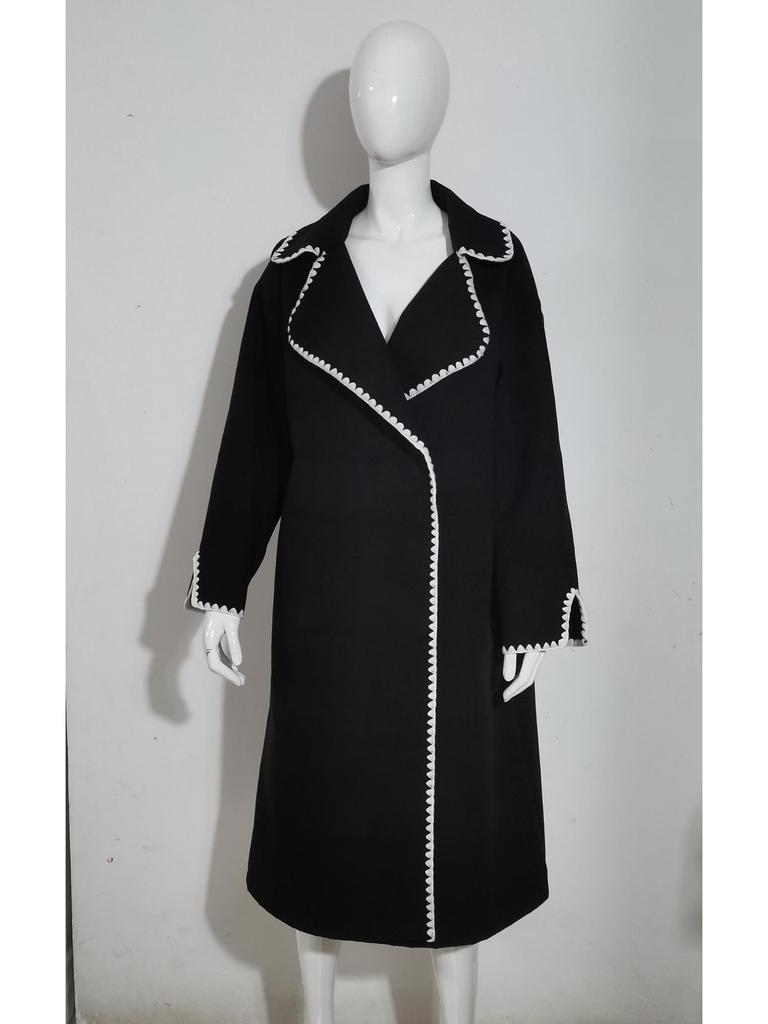 European Women's Double-Sided Wool Long Coat - Autumn/Winter Collection