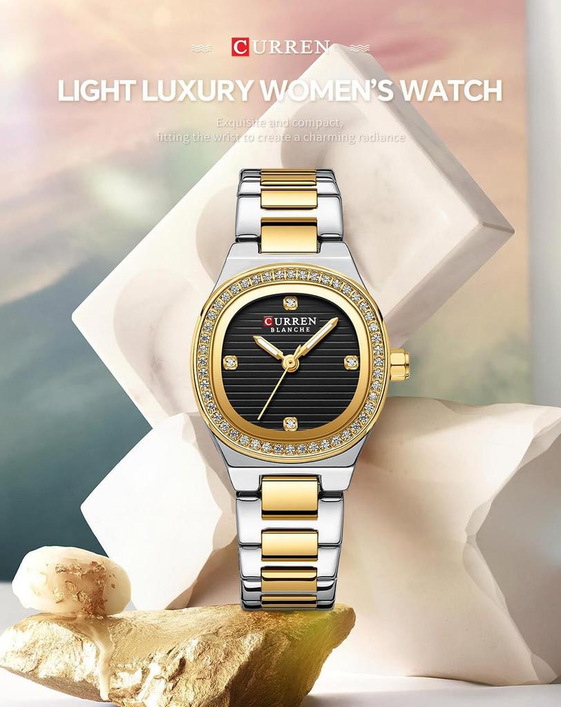 CURREN 9101 Women's Square Dial Quartz Casual Wristwatch