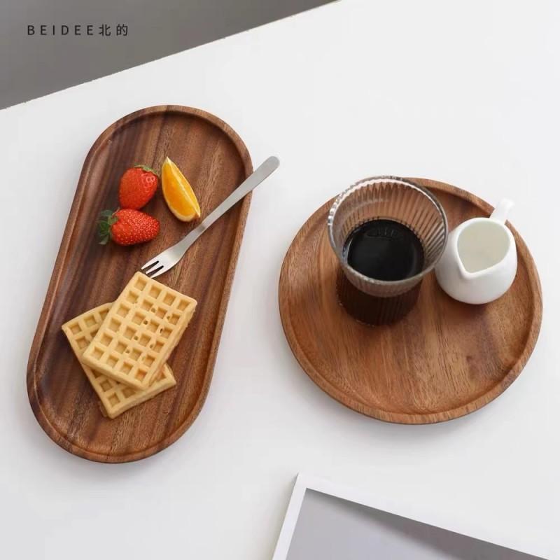 Acacia Wooden Tray Wooden Plate Style Sushi Pizza Steak Wooden Plate Cake Bread Afternoon Tea Fruit Plate