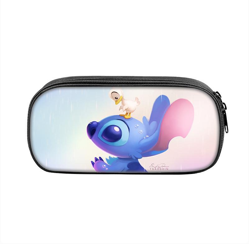 Stitched Design Pencil Case For Kids With Double Zipper And Polyester Material