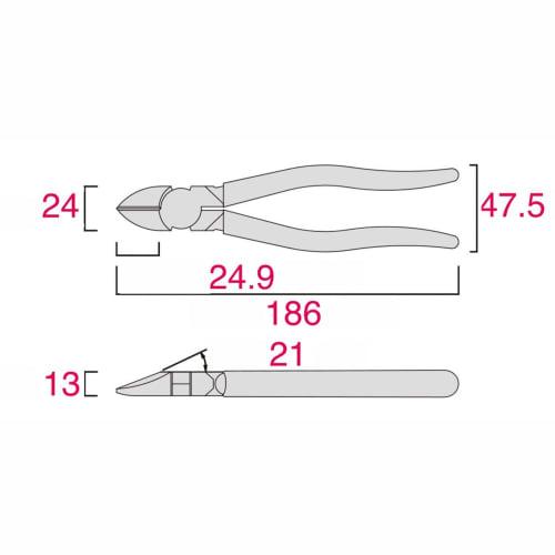 Fujiya High-Strength Nippers, JIS Standard, 175mm, 70H-175