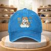 Japanese Cat Eating Ramen Baseball Cap Washed Denim Adjustable Retro Streetwear Hat