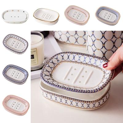 Porte-savon auto-égouttant style luxe léger style nordique plateau double couche pour savon en barre accessoires de salle de bain
