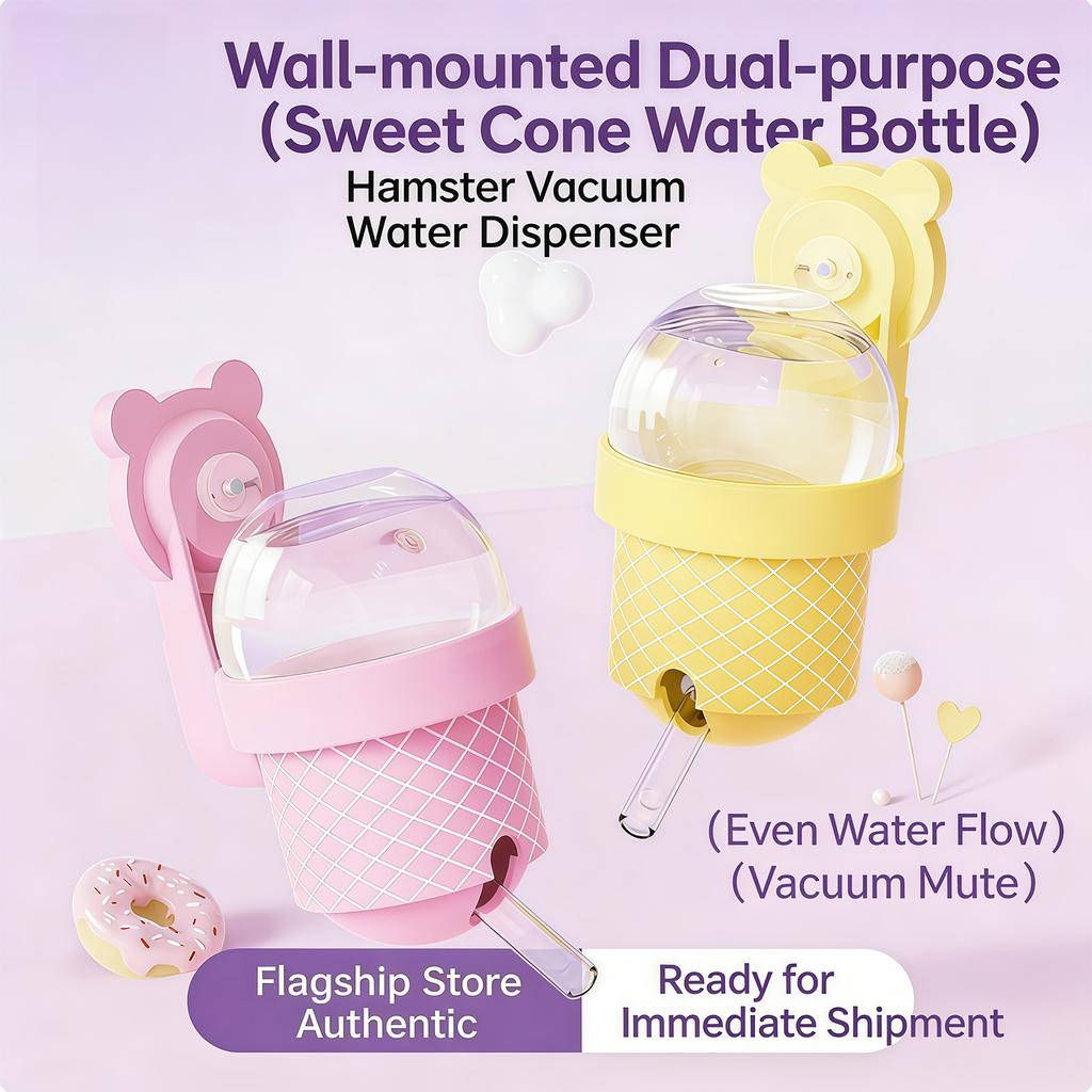 Fun Ice Creams Themed Small Animal Water Feeders with Silicones Suction Cup Drinking Feeders Dispenser Bottles