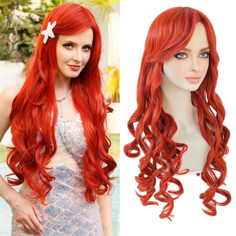 

Женские косплей-парики Синтетическое волокно Длинный волнистый парик Девушки Русалка Хэллоуин Костюм Парик Аниме Тематическая вечеринка Термостойкий