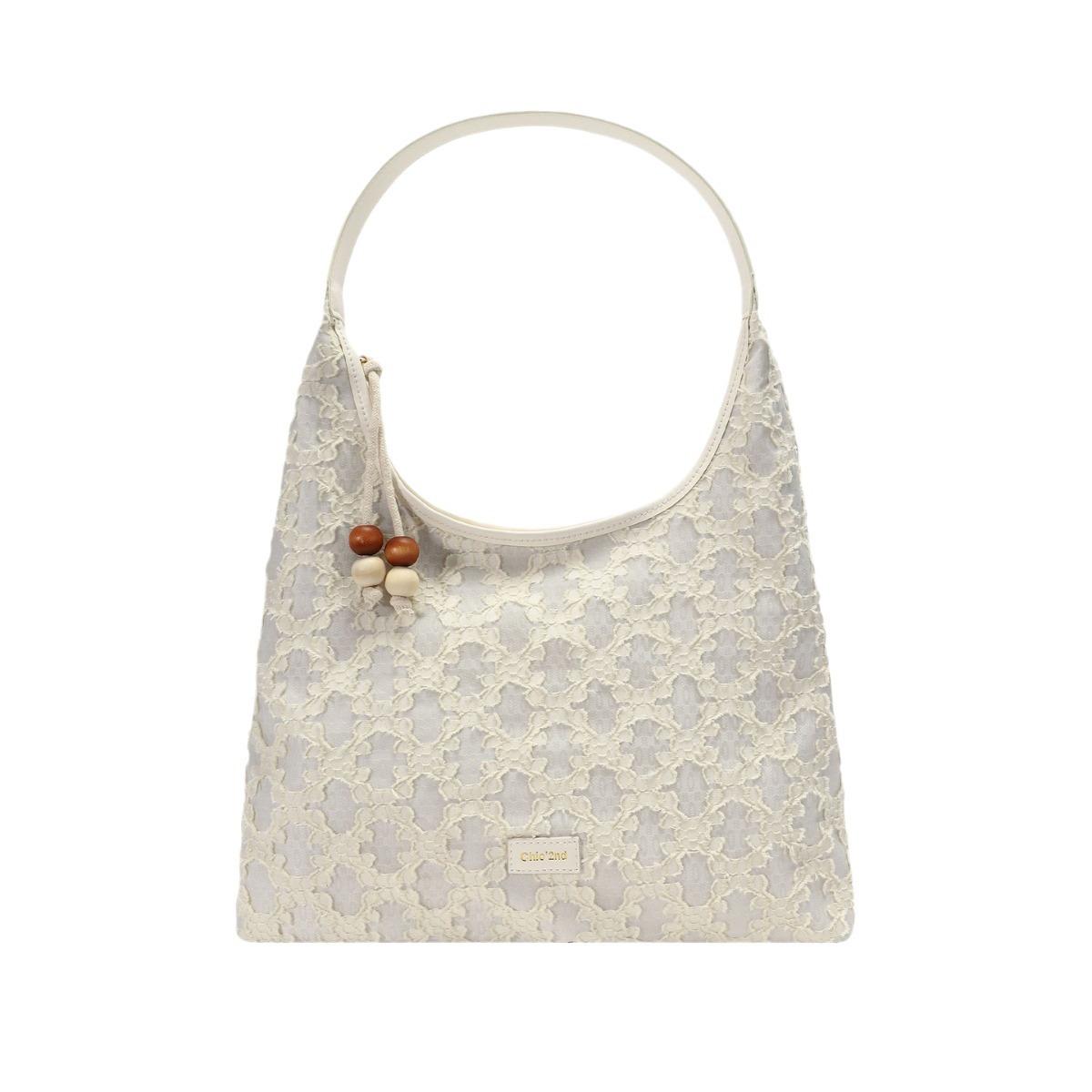 

Сумка-тоут Weaving Feather Dream Underarm, женская, новинка 2024 года, летняя, большая сумка через плечо клетчатый белый