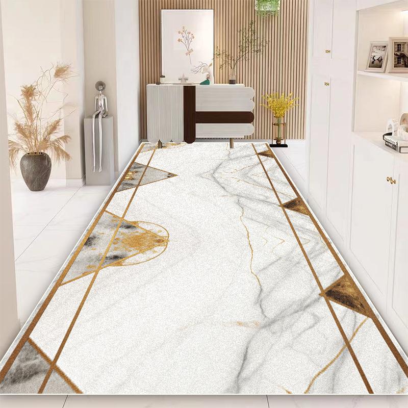 Luxury Gold Long Corridor Carpet European Style Hall Runner Carpets Stairway Rug Non-slip Washable Aisle Floor Mat Customizable