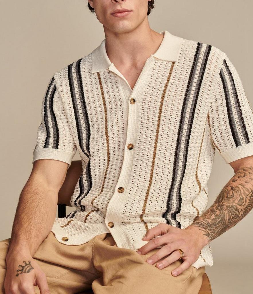 Men's Casual Hollow Knit Polo Cardigan BK0059