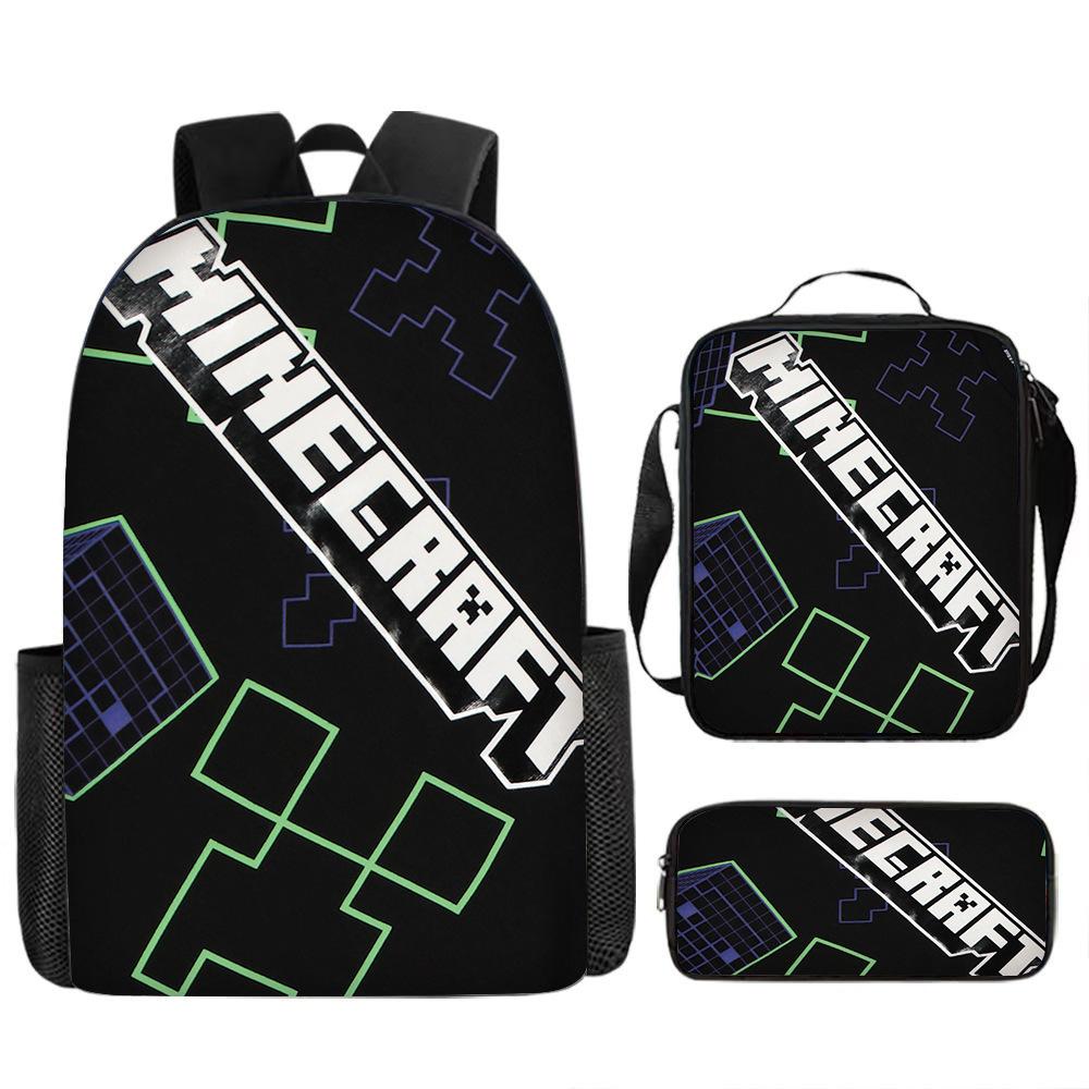 Minecraft Game Merchandise 3-Piece Backpack, Pencil Case, Lunch Bag for Kids
