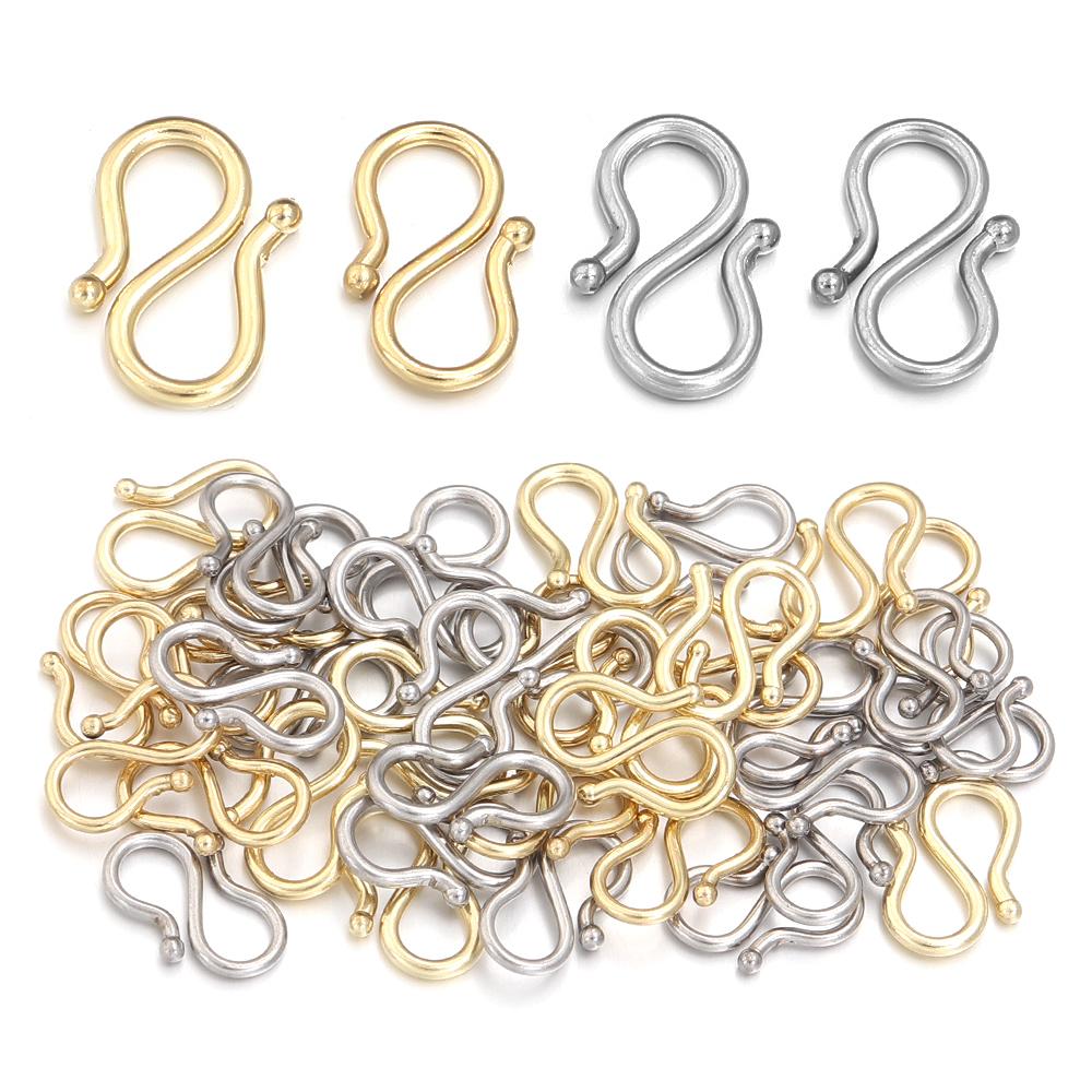 20pcs Stainless Steel S Shape End Clasps Hooks Necklace Bracelet Clasps Connectors For DIY Jewelry Making Accessories Supplies