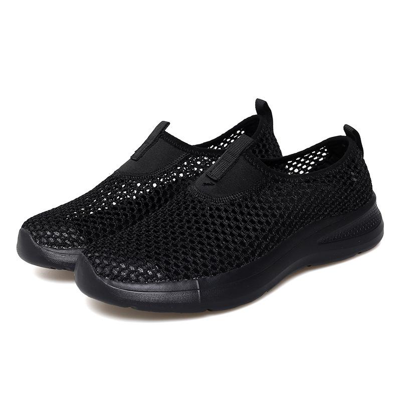 2025 new summer soft-soled mesh hollow breathable one-pedal women's leisure sports single shoes lazy shoes