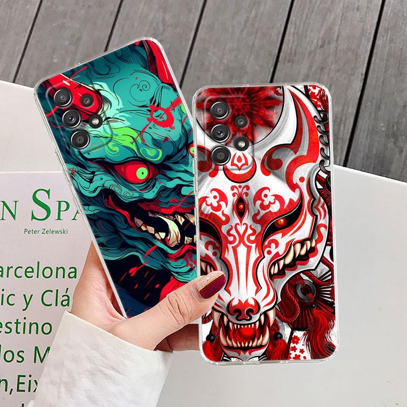Oni Mask Art Dragon Clear Soft Phone Case For Samsung Galaxy A56 A57 A37 A55 A54 A36 A35 A26 A25 A16 A17 A07 A52 A34 A21s Cover