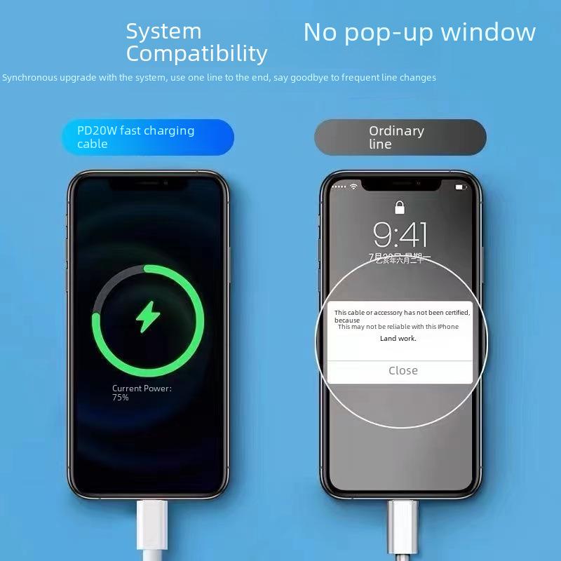 PD20W Fast Charging Data Cable for Apple 14/13/12/8P/XR Chargers - Original Apple Charger Compatible