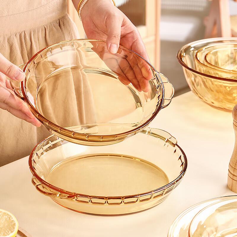 Термостойкая стеклянная тарелка Grenas с двумя ручками