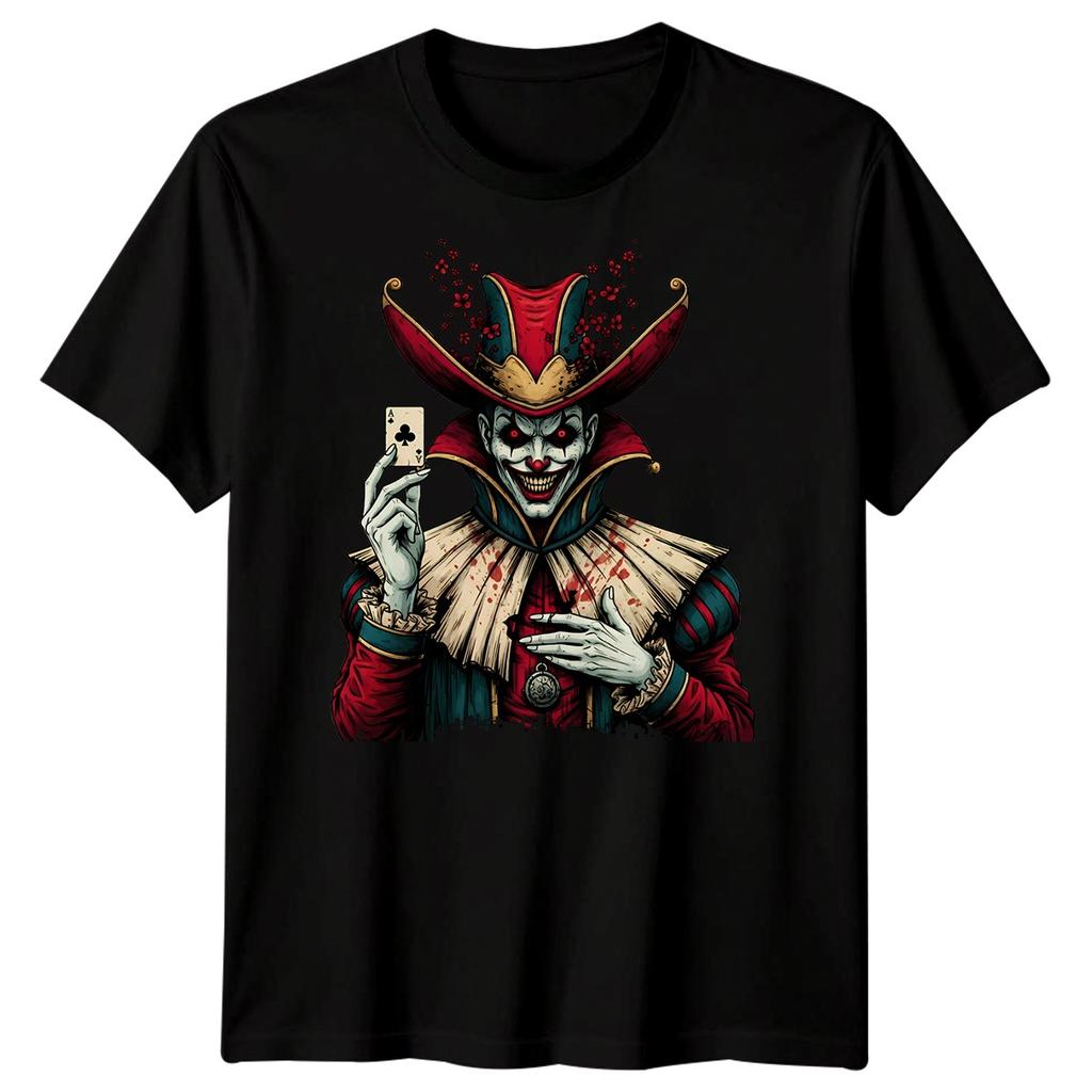 Jester Dark Clown Horror Unisexs Tshirt Ace Clubs Card