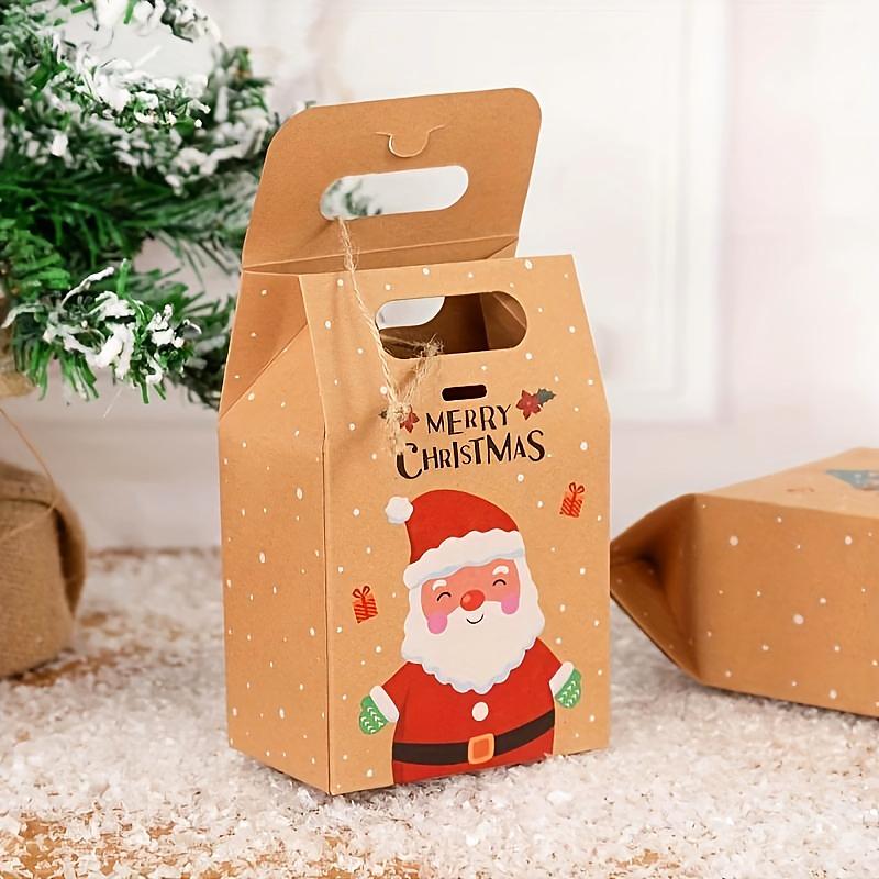 24PCS Eco-Friendly Christmas Candy Packaging Box Brown Kraft Paper Christmas Party Favor Bag 9.4X6X14cm