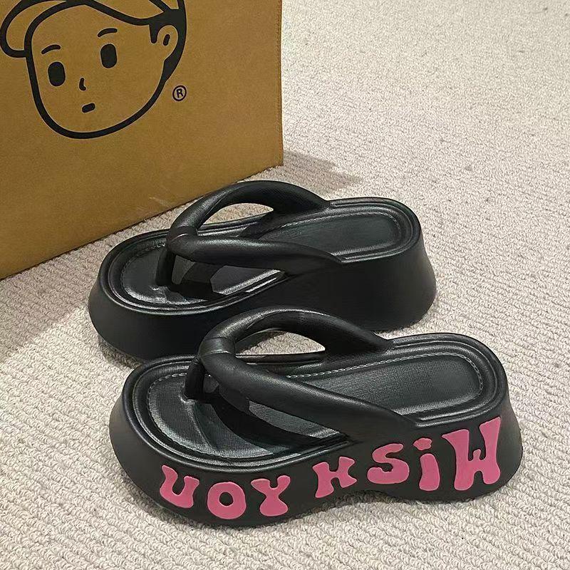 EVA Thick-Soled Cute Cartoon Kitten Clip-Toe Women's Flip-Flops - Summer Outdoor Height-Increasing Sandals