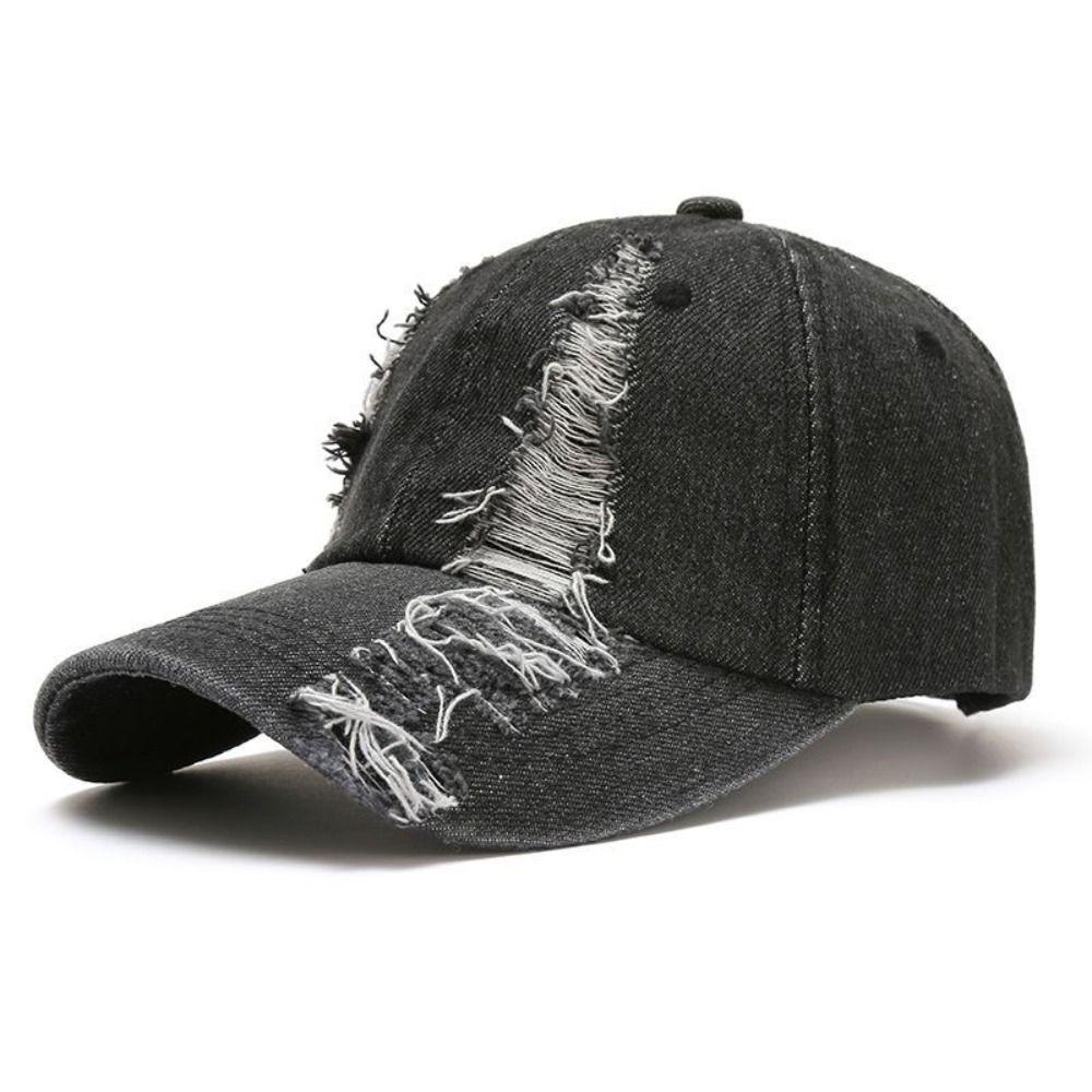 Fashion WASHED DENIM Vintage Distressed Hole Cap Denim Baseball Caps Sunscreen Hats Baseball Hats
