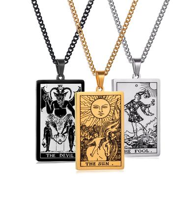 Pendant 22 Tarot Card Retro Fashion Men's Square Card Jewelry Necklace