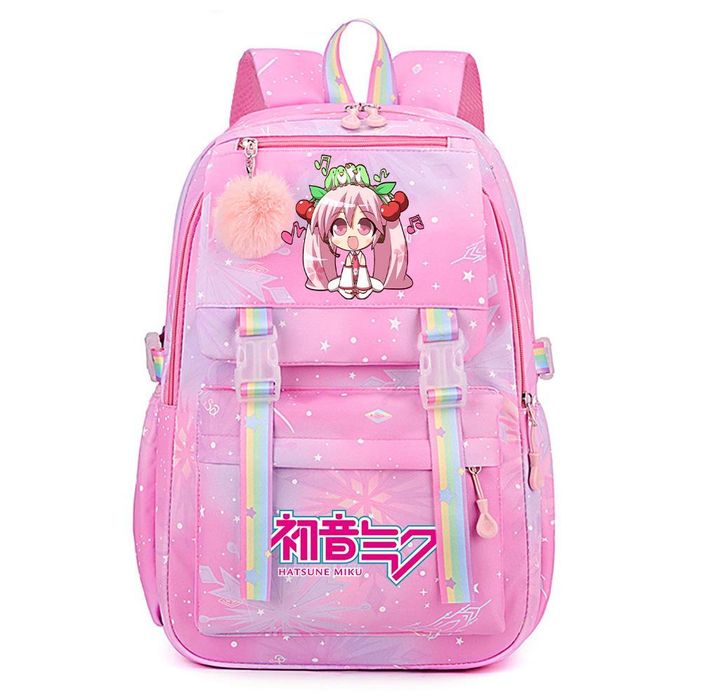 Anime Anime Hatsune Miku Bedruckter Rucksack mit großem Fassungsvermögen, wasserdicht, für Teenager, Schüler, Mädchen, Jungen, Schultasche, Büchertasche, Reisetasche