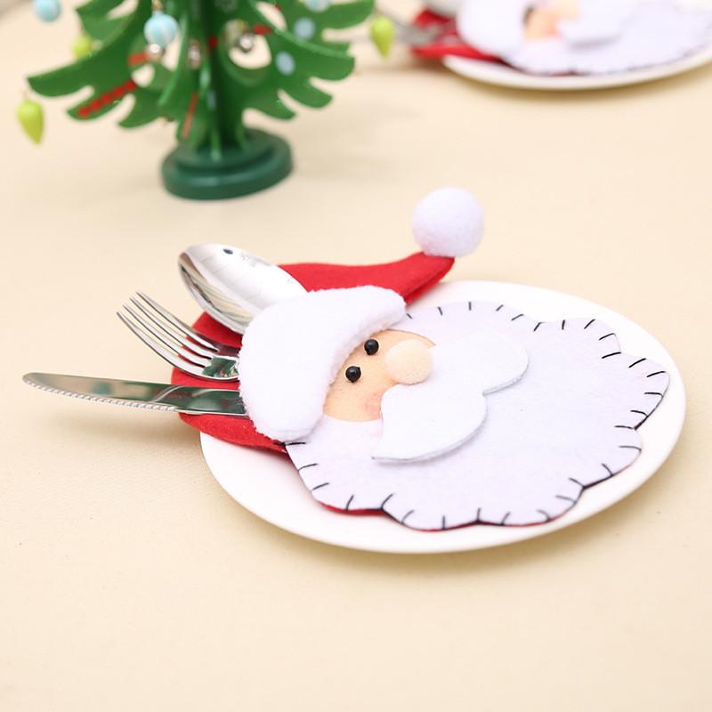 Christmas Santa Eyecatching Fork And Holder Set Unique Non Woven Fabric Design
