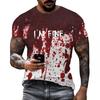 Men Halloween T-shirt Spooky Crew Neck Short Sleeve Tee Blood Stain Print T-shirt for Halloween Dress-up Horror Themed Party