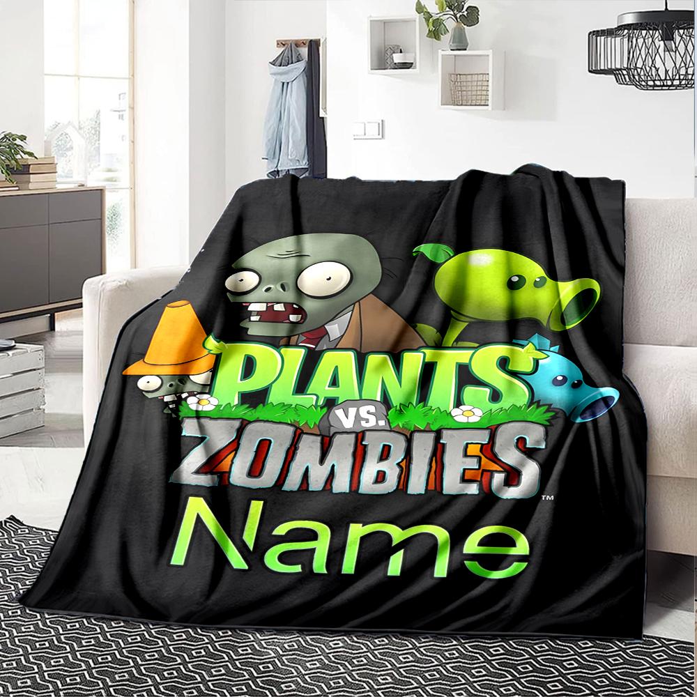 Customiz Name Personality Plants Vs. Zombies Blanket Soft &Warm Sofa Office Bed Travel Lunch Break Blanket, Gift Suitable All Seasons