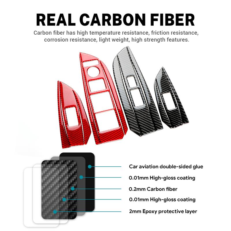 Real Soft Carbon Fiber Sticker for Acura ILX 2013 2014 2015 2016 2017 2018 2019 2020 2021 2022 LHD Car Window Button Panel Trim.