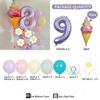 5pc/set Flower Balloons Tower 32inch Purple Number Balloon for Kids Adults Happy Birthday Party Decoration DIY Party Supply