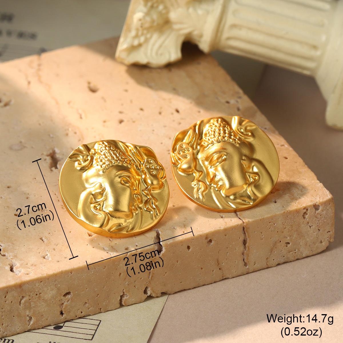 

Exaggerated metal earrings niche high-end floral plain circle light luxury temperament versatile women s stud earrings personalized versatile